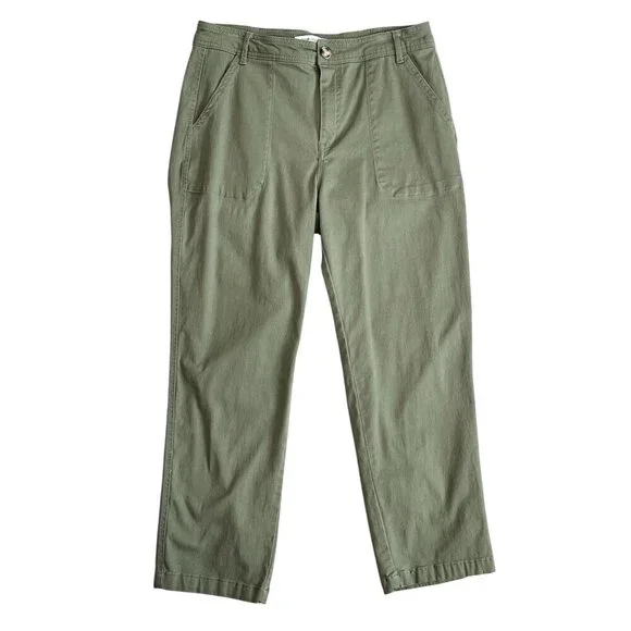 Elizabeth & James Winter Moss Green Utility Cropped Pants Size 10 - Picture 7 of 11